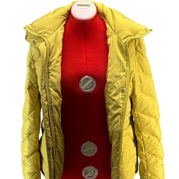 Kenneth Cole Reaction Bright Yellow Down Quilted Puffer Jacket Coat Women Large - Picture 6 of 9